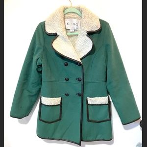 KLING Green Wool Lined Pea coat size 3